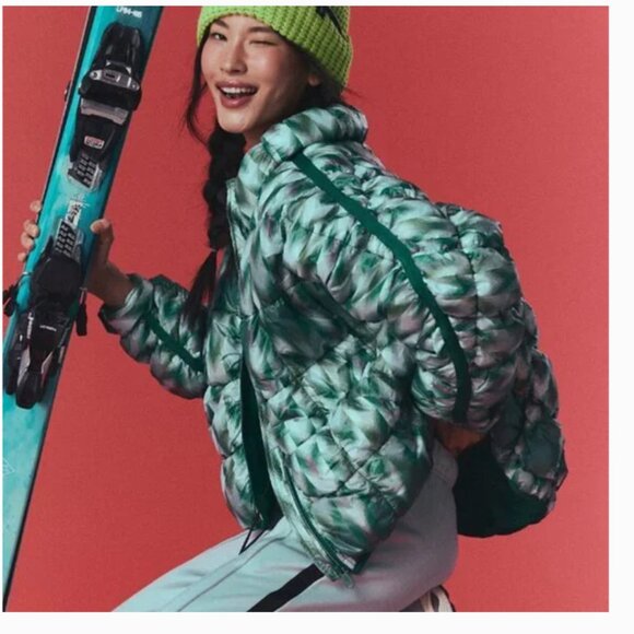 NWT Free People Movement Scrunchy Glossy Pippa Packable Puffer Jacket Green - Picture 2 of 16